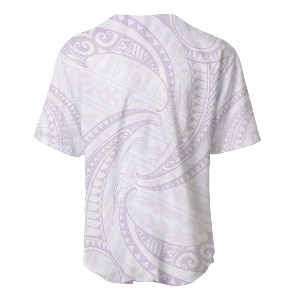 White Sunday Lotu Tamaiti Baseball Jersey Polynesian Wave Pastel Mauve - Polynesian Pride