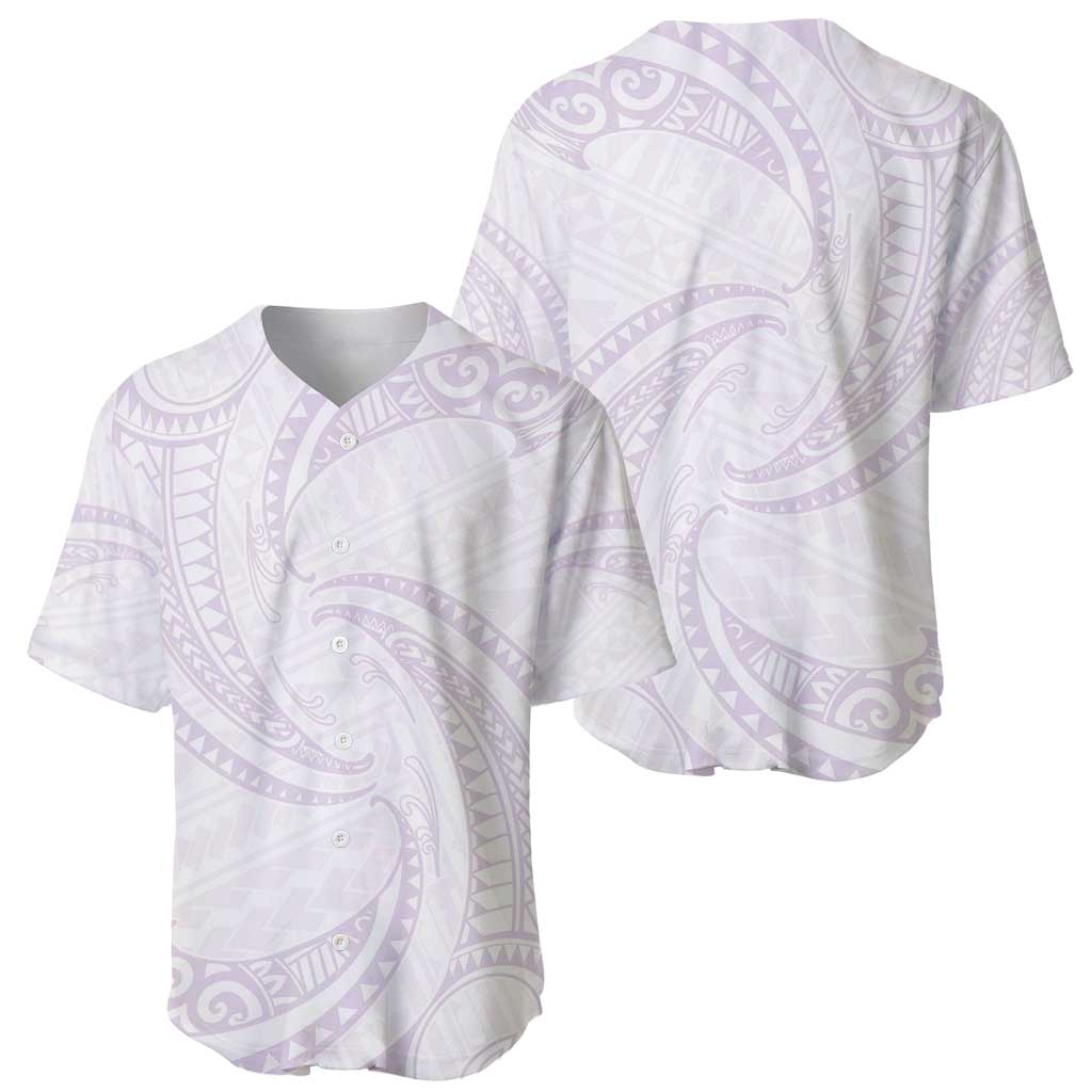 White Sunday Lotu Tamaiti Baseball Jersey Polynesian Wave Pastel Mauve - Polynesian Pride