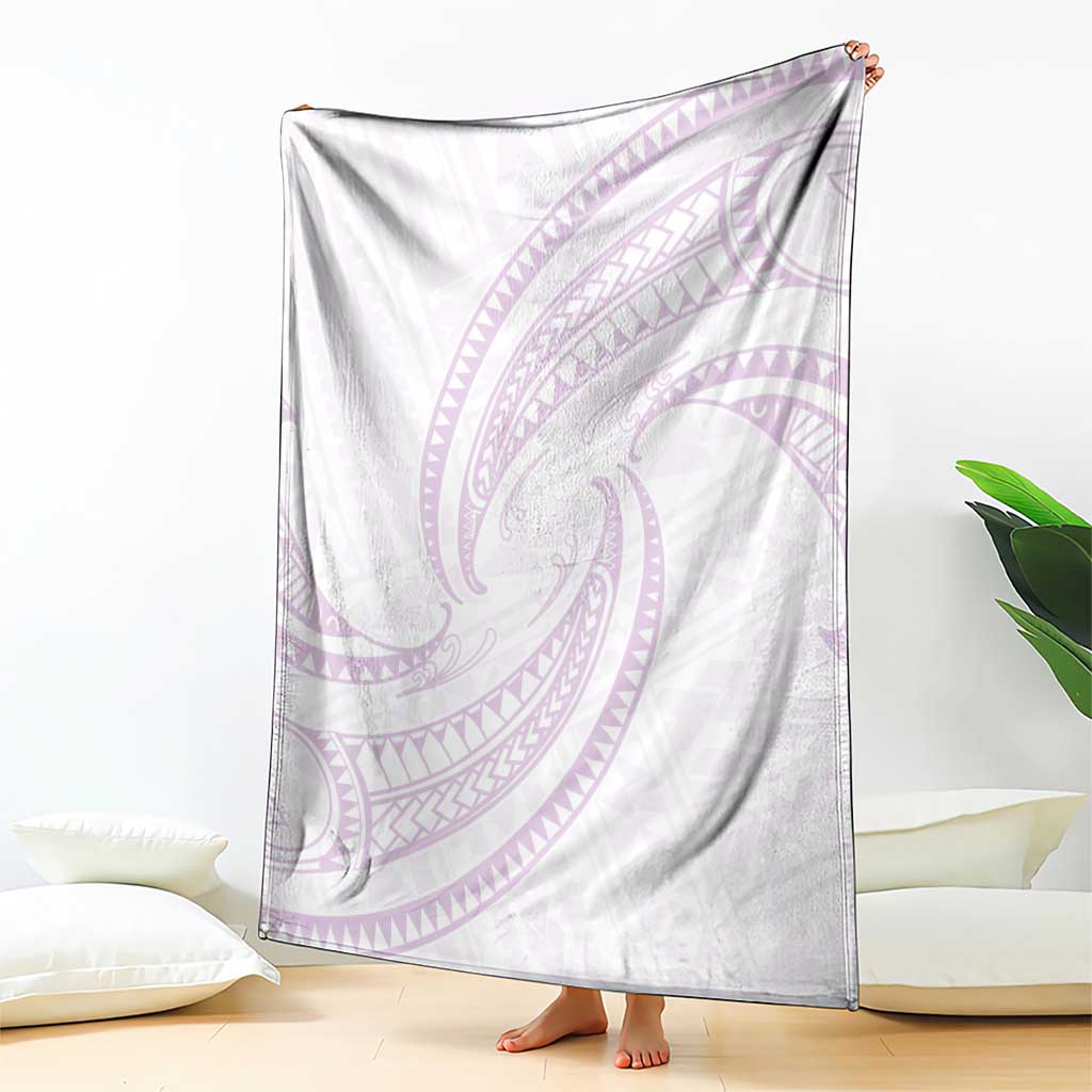 White Sunday Lotu Tamaiti Blanket Polynesian Wave Pastel Mauve - Polynesian Pride