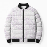 White Sunday Lotu Tamaiti Bomber Puffer Jacket Polynesian Wave Pastel Mauve LT9 Unisex Mauve - Polynesian Pride