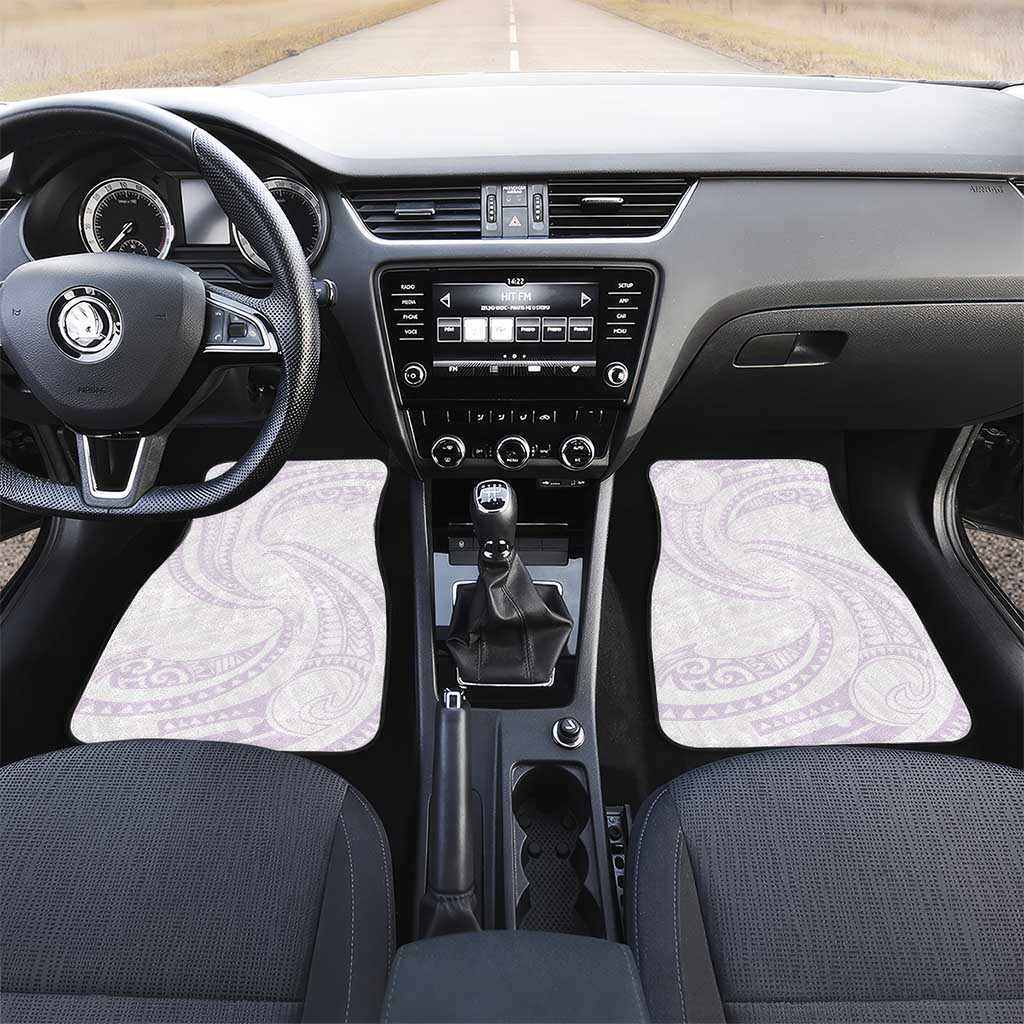 White Sunday Lotu Tamaiti Car Mats Polynesian Wave Pastel Mauve LT9 Set 2pcs - Front Mauve - Polynesian Pride