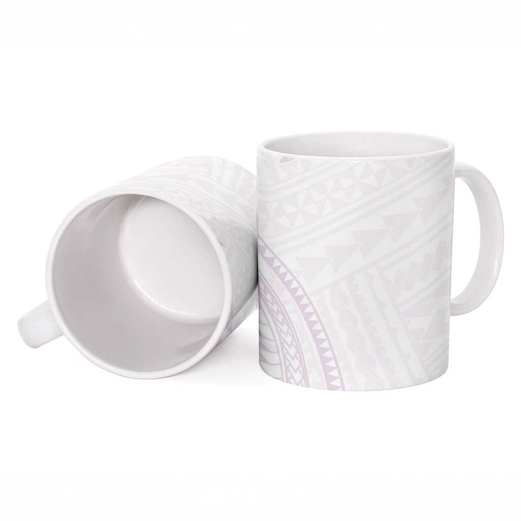 White Sunday Lotu Tamaiti Ceramic Mug Polynesian Wave Pastel Mauve - Polynesian Pride