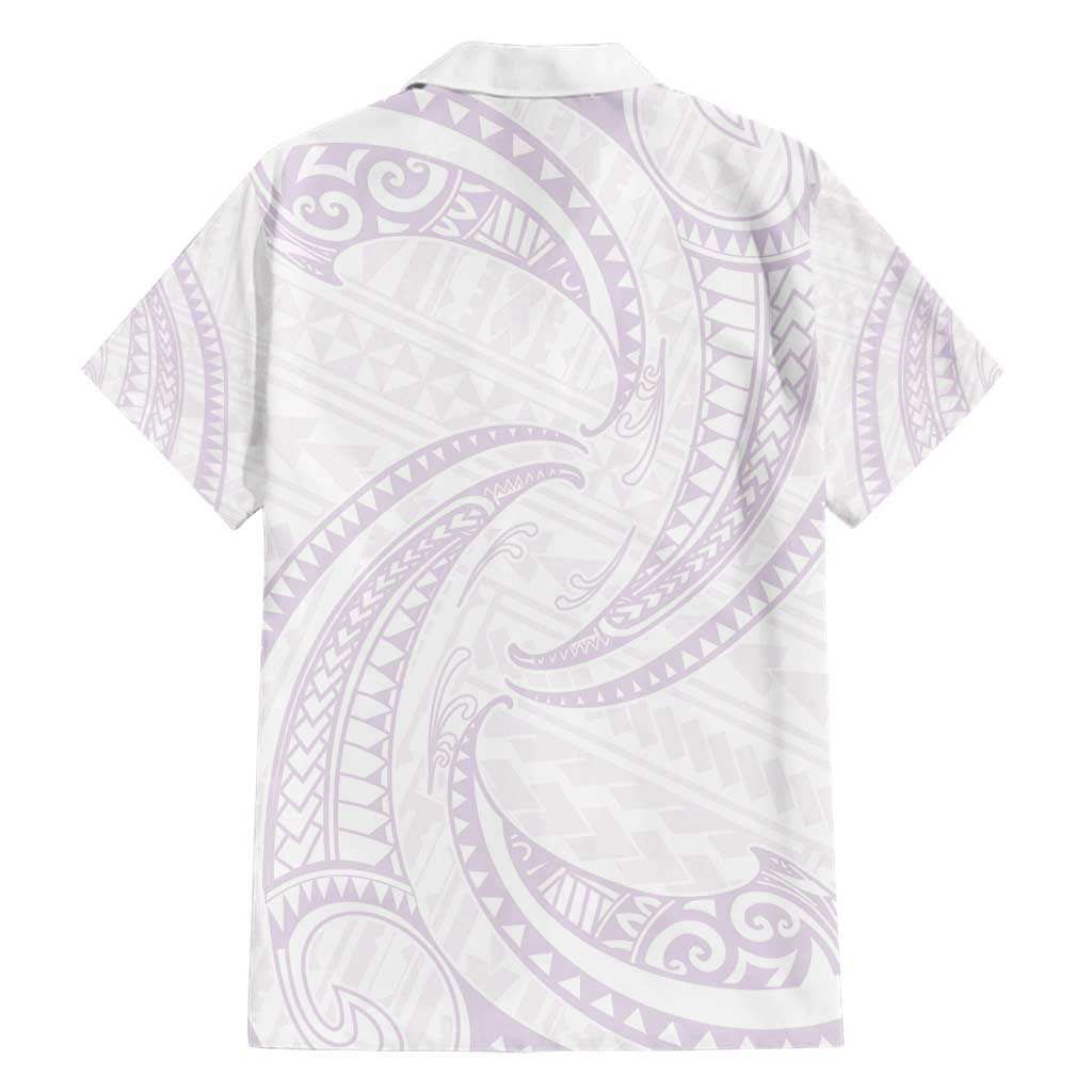 White Sunday Lotu Tamaiti Family Matching Long Sleeve Bodycon Dress and Hawaiian Shirt Polynesian Wave Pastel Mauve - Polynesian Pride