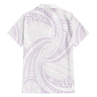 White Sunday Lotu Tamaiti Family Matching Puletasi and Hawaiian Shirt Polynesian Wave Pastel Mauve - Polynesian Pride