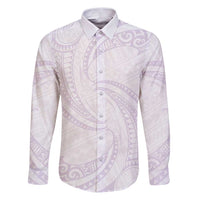White Sunday Lotu Tamaiti Family Matching Puletasi and Hawaiian Shirt Polynesian Wave Pastel Mauve - Polynesian Pride