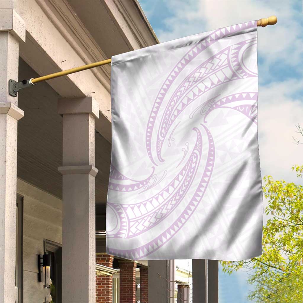 White Sunday Lotu Tamaiti Garden Flag Polynesian Wave Pastel Mauve - Polynesian Pride