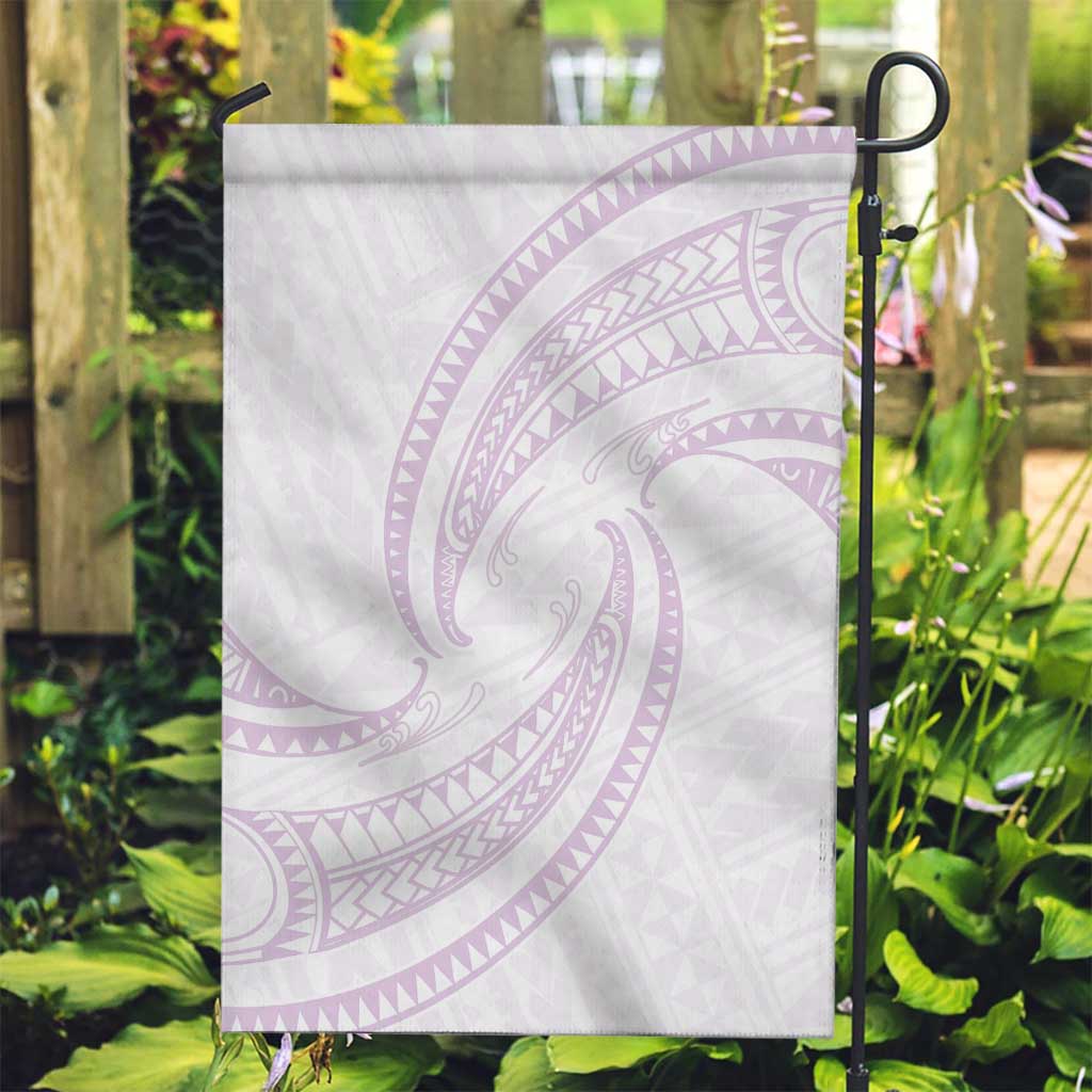 White Sunday Lotu Tamaiti Garden Flag Polynesian Wave Pastel Mauve - Polynesian Pride