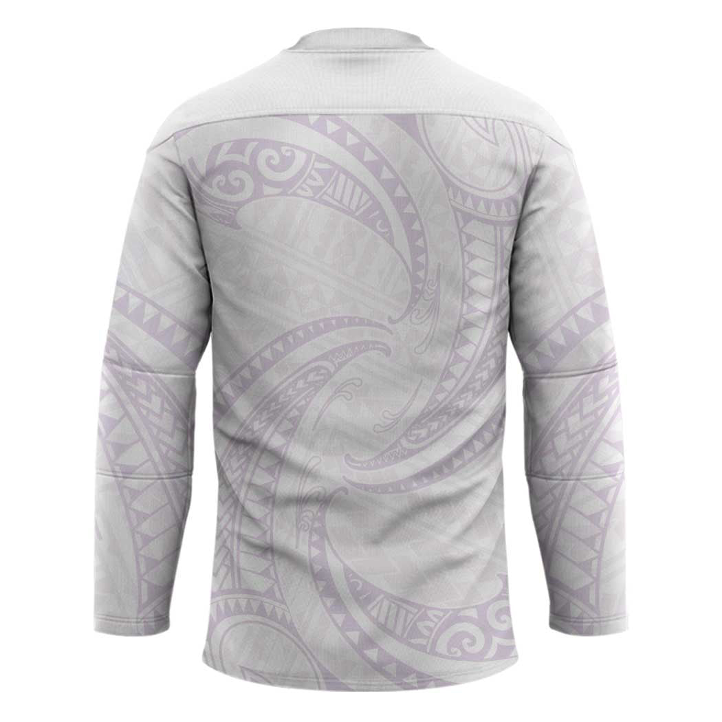 White Sunday Lotu Tamaiti Hockey Jersey Polynesian Wave Pastel Mauve - Polynesian Pride