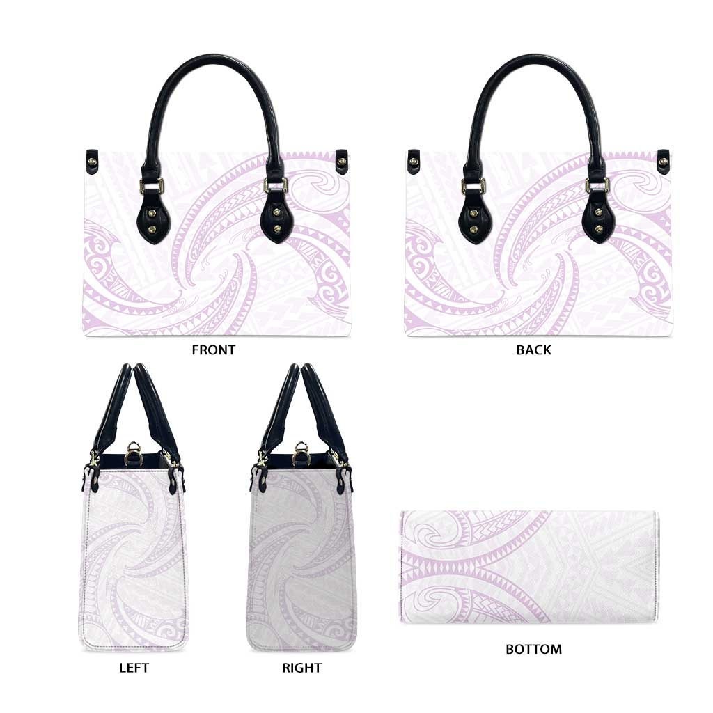 White Sunday Lotu Tamaiti Leather Bag Polynesian Wave Pastel Mauve - Polynesian Pride
