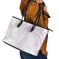 White Sunday Lotu Tamaiti Leather Tote Bag Polynesian Wave Pastel Mauve - Polynesian Pride
