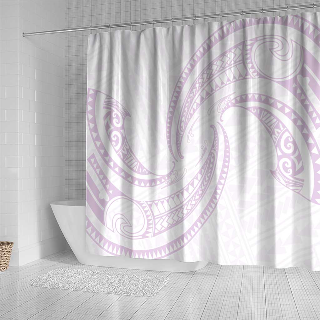 White Sunday Lotu Tamaiti Shower Curtain Polynesian Wave Pastel Mauve - Polynesian Pride