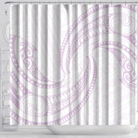 White Sunday Lotu Tamaiti Shower Curtain Polynesian Wave Pastel Mauve - Polynesian Pride