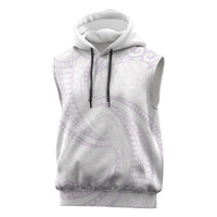 White Sunday Lotu Tamaiti Sleeveless Hoodie Polynesian Wave Pastel Mauve LT9 Mauve - Polynesian Pride