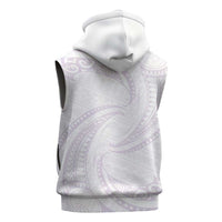 White Sunday Lotu Tamaiti Sleeveless Hoodie Polynesian Wave Pastel Mauve LT9 - Polynesian Pride