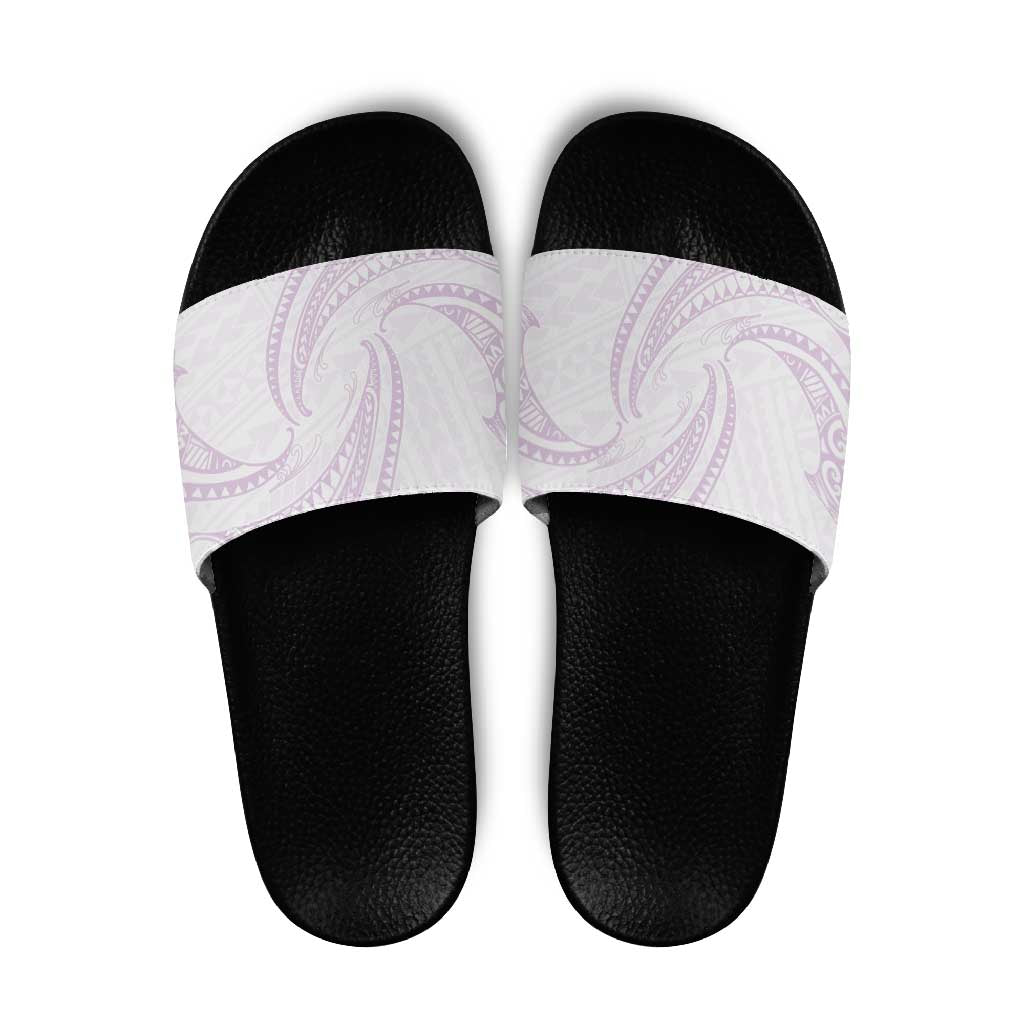 White Sunday Lotu Tamaiti Slide Sandals Polynesian Wave Pastel Mauve - Polynesian Pride