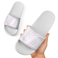 White Sunday Lotu Tamaiti Slide Sandals Polynesian Wave Pastel Mauve - Polynesian Pride