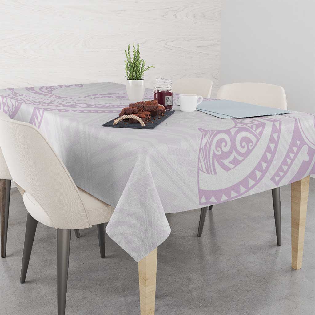 White Sunday Lotu Tamaiti Tablecloth Polynesian Wave Pastel Mauve - Polynesian Pride
