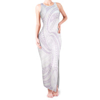 White Sunday Lotu Tamaiti Tank Maxi Dress Polynesian Wave Pastel Mauve - Polynesian Pride