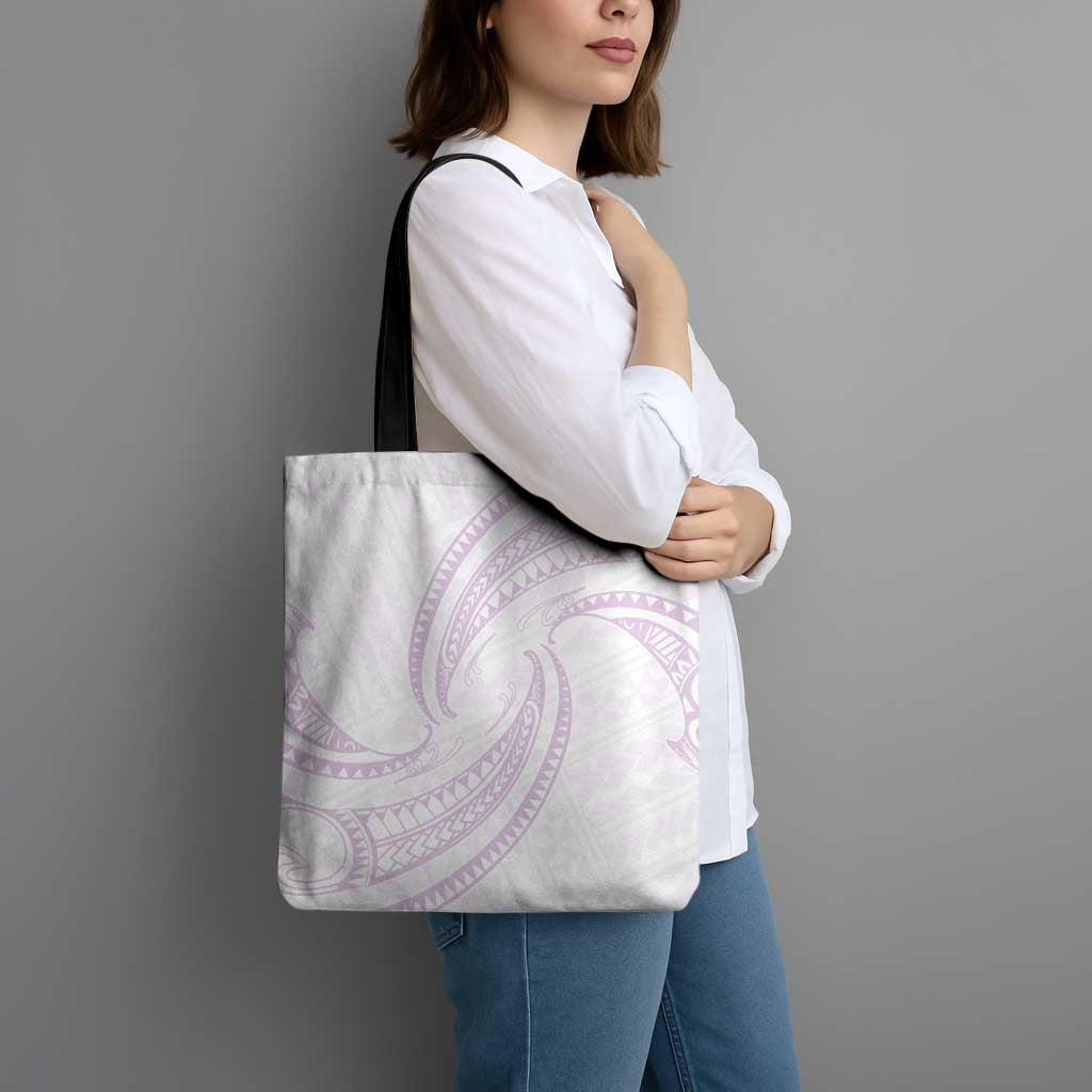 White Sunday Lotu Tamaiti Tote Bag Polynesian Wave Pastel Mauve - Polynesian Pride