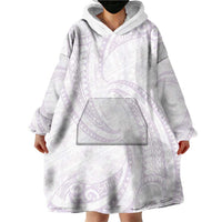 White Sunday Lotu Tamaiti Wearable Blanket Hoodie Polynesian Wave Pastel Mauve - Polynesian Pride