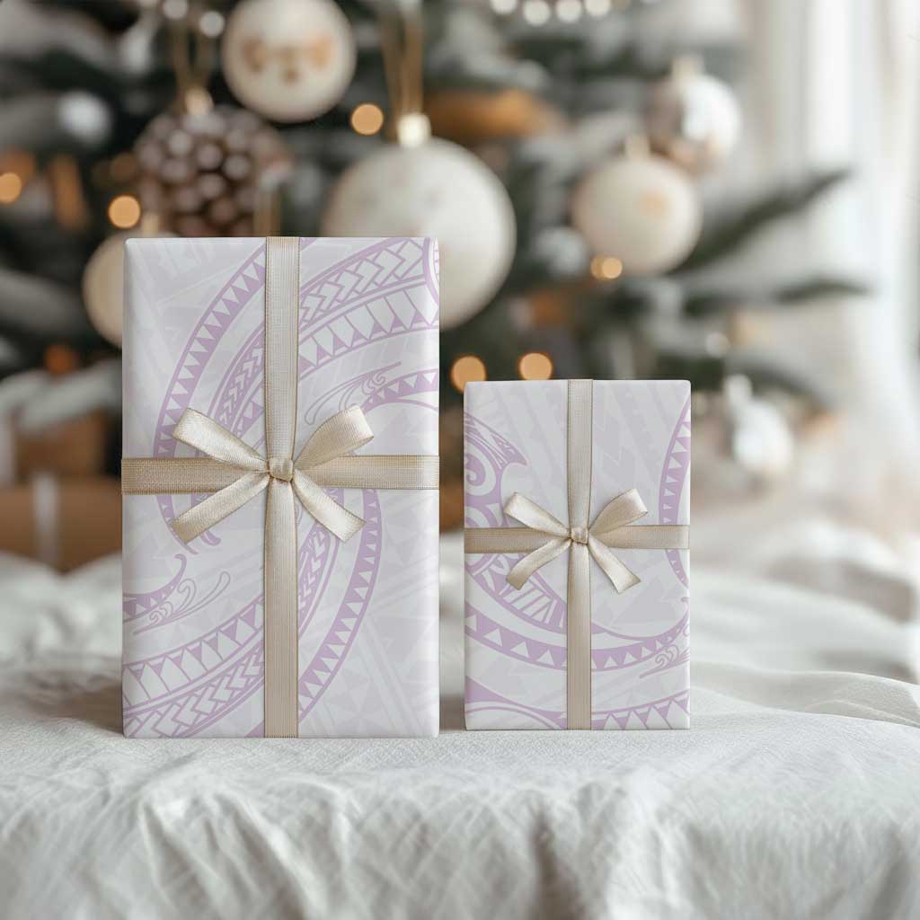 White Sunday Lotu Tamaiti Wrapping Paper Polynesian Wave Pastel Mauve - Polynesian Pride