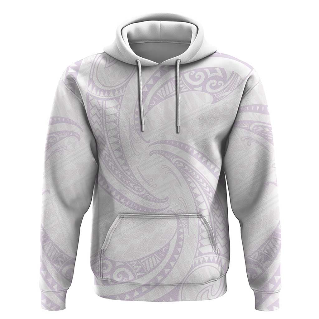 White Sunday Lotu Tamaiti Zip Hoodie Polynesian Wave Pastel Mauve - Polynesian Pride