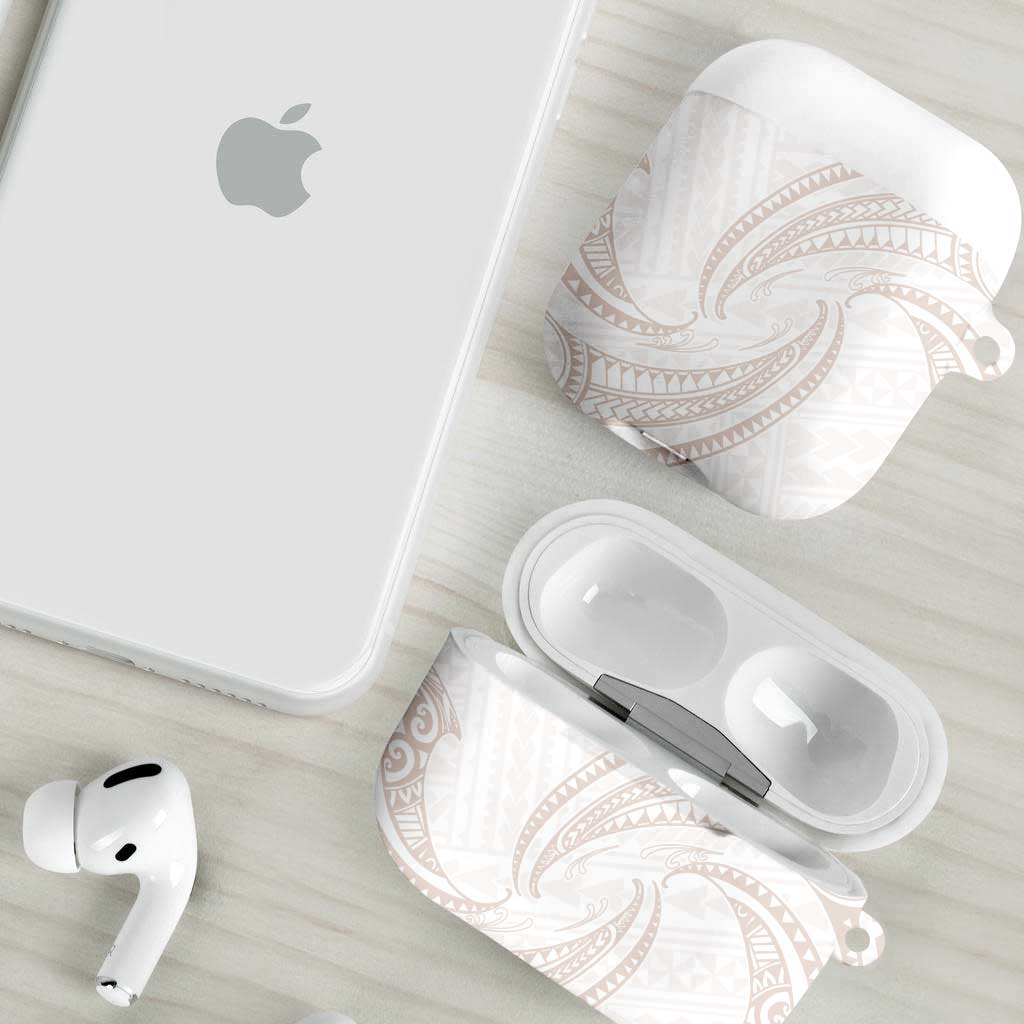 White Sunday Lotu Tamaiti AirPods Case Polynesian Wave Pastel Nude - Polynesian Pride