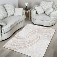 White Sunday Lotu Tamaiti Area Rug Polynesian Wave Pastel Nude - Polynesian Pride