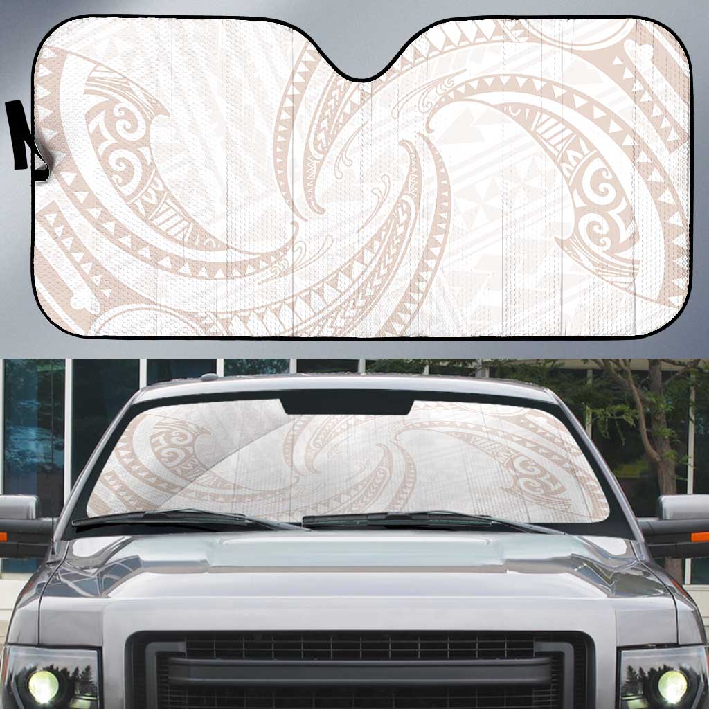 White Sunday Lotu Tamaiti Auto Sun Shade Polynesian Wave Pastel Nude - Polynesian Pride