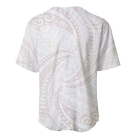 White Sunday Lotu Tamaiti Baseball Jersey Polynesian Wave Pastel Nude - Polynesian Pride