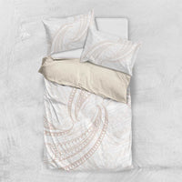White Sunday Lotu Tamaiti Bedding Set Polynesian Wave Pastel Nude - Polynesian Pride