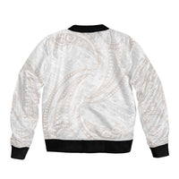 White Sunday Lotu Tamaiti Bomber Jacket Polynesian Wave Pastel Nude - Polynesian Pride