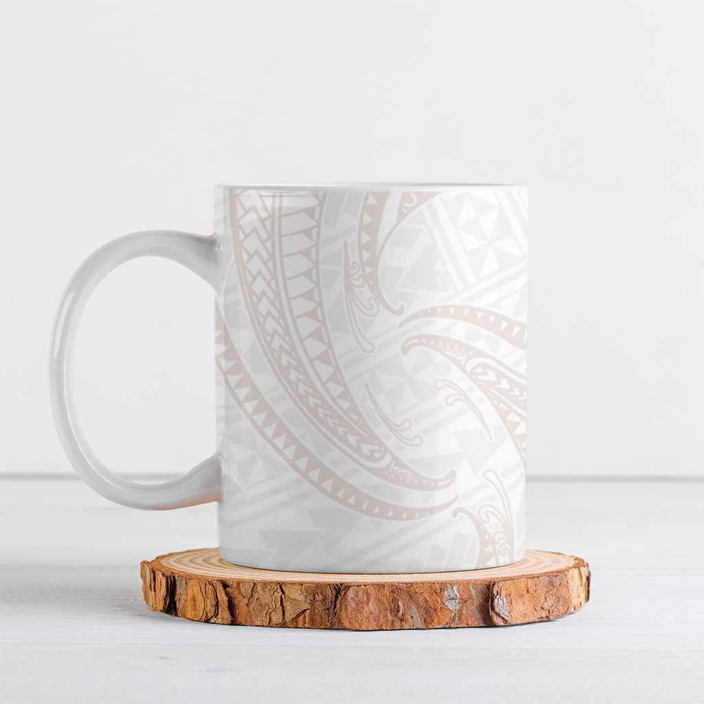 White Sunday Lotu Tamaiti Ceramic Mug Polynesian Wave Pastel Nude - Polynesian Pride
