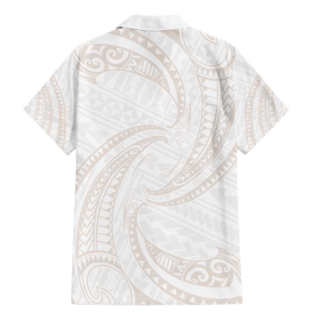 White Sunday Lotu Tamaiti Family Matching Mermaid Dress and Hawaiian Shirt Polynesian Wave Pastel Nude - Polynesian Pride