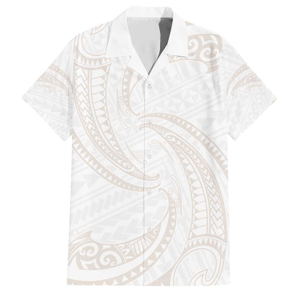 White Sunday Lotu Tamaiti Hawaiian Shirt Polynesian Wave Pastel Nude - Polynesian Pride