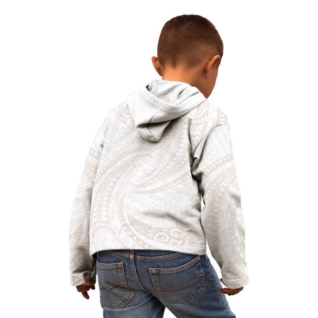 White Sunday Lotu Tamaiti Kid Hoodie Polynesian Wave Pastel Nude - Polynesian Pride