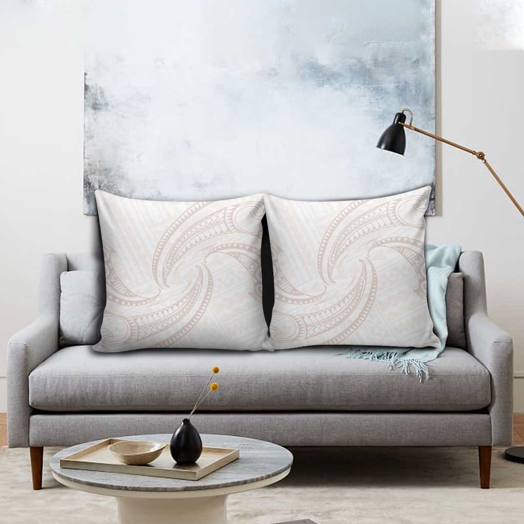 White Sunday Lotu Tamaiti Pillow Cover Polynesian Wave Pastel Nude - Polynesian Pride