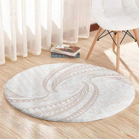 White Sunday Lotu Tamaiti Round Carpet Polynesian Wave Pastel Nude - Polynesian Pride
