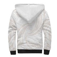 White Sunday Lotu Tamaiti Sherpa Hoodie Polynesian Wave Pastel Nude - Polynesian Pride