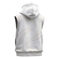 White Sunday Lotu Tamaiti Sleeveless Hoodie Polynesian Wave Pastel Nude - Polynesian Pride