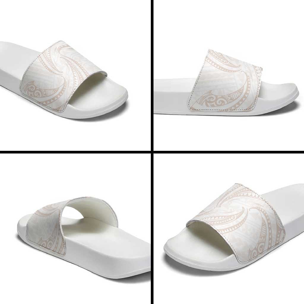 White Sunday Lotu Tamaiti Slide Sandals Polynesian Wave Pastel Nude - Polynesian Pride
