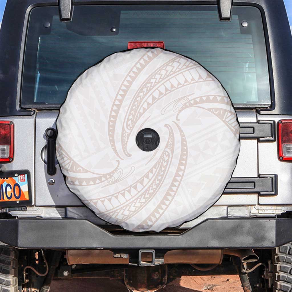 White Sunday Lotu Tamaiti Spare Tire Cover Polynesian Wave Pastel Nude - Polynesian Pride