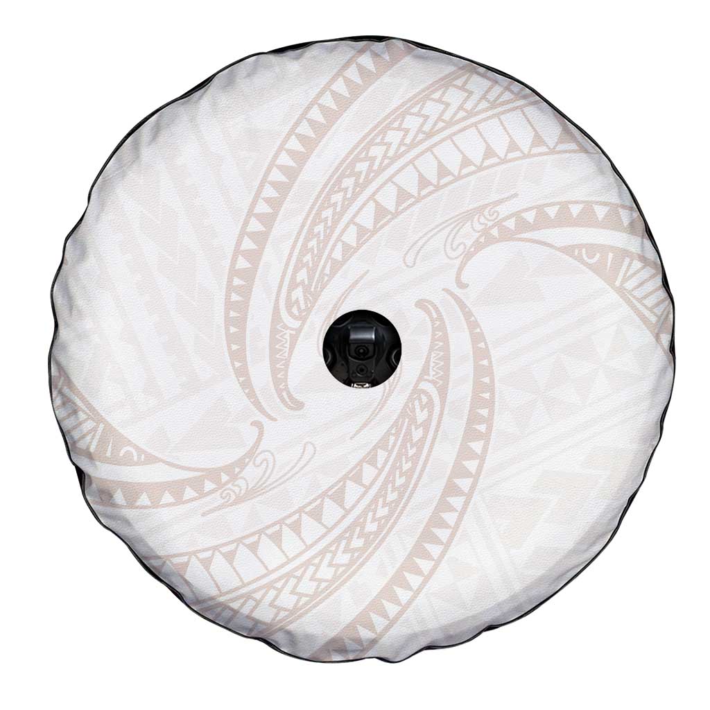 White Sunday Lotu Tamaiti Spare Tire Cover Polynesian Wave Pastel Nude - Polynesian Pride