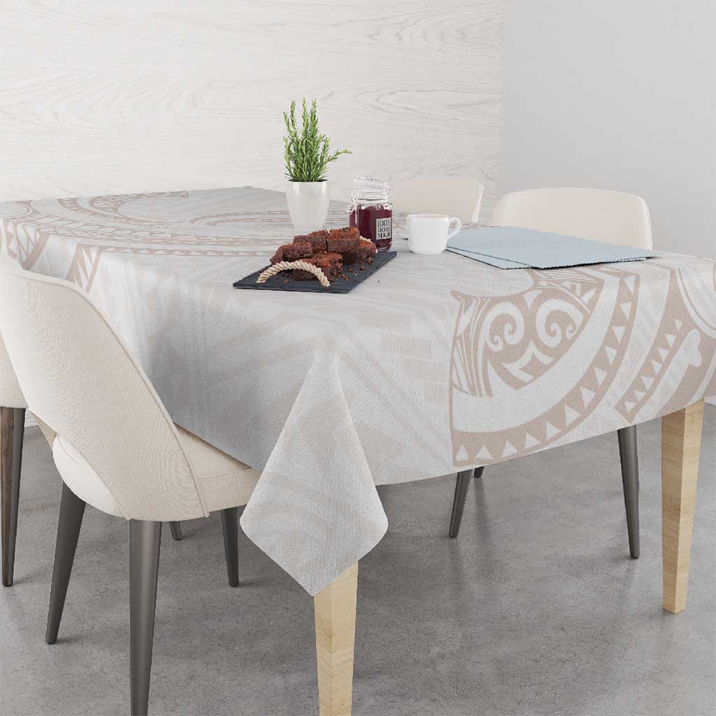 White Sunday Lotu Tamaiti Tablecloth Polynesian Wave Pastel Nude - Polynesian Pride