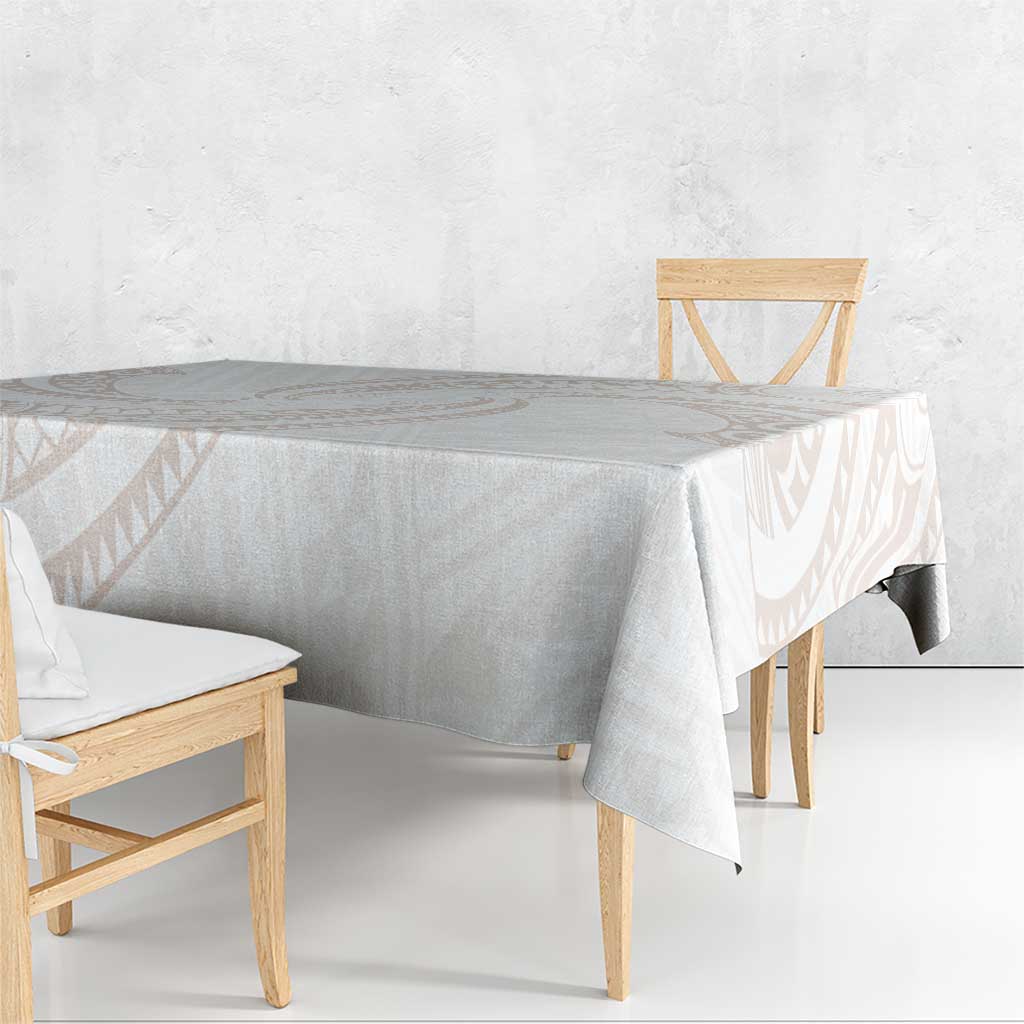 White Sunday Lotu Tamaiti Tablecloth Polynesian Wave Pastel Nude - Polynesian Pride