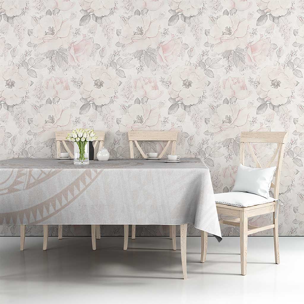 White Sunday Lotu Tamaiti Tablecloth Polynesian Wave Pastel Nude - Polynesian Pride