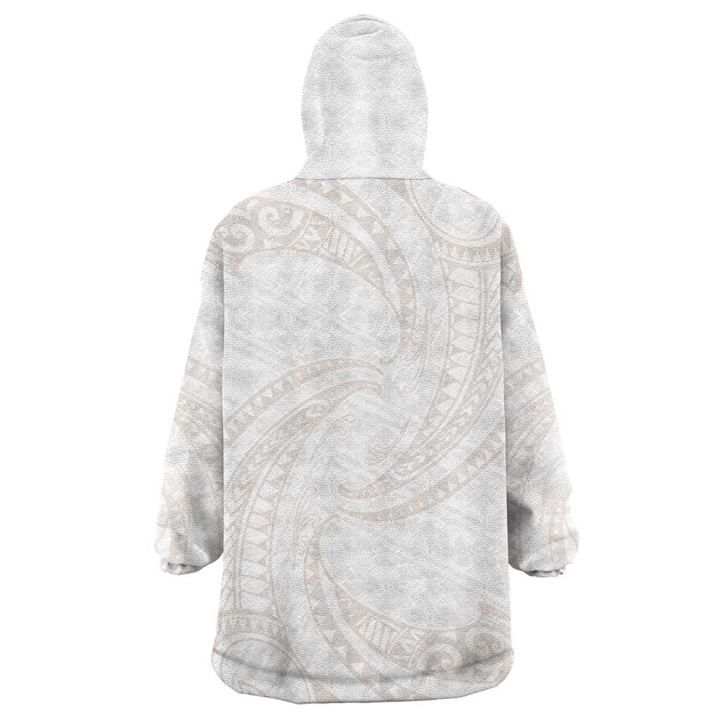 White Sunday Lotu Tamaiti Wearable Blanket Hoodie Polynesian Wave Pastel Nude - Polynesian Pride