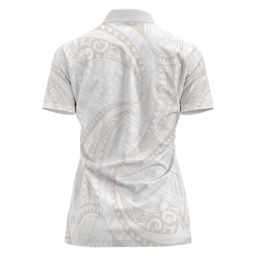 White Sunday Lotu Tamaiti Women Polo Shirt Polynesian Wave Pastel Nude - Polynesian Pride