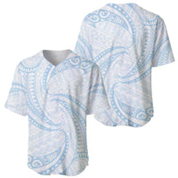 White Sunday Lotu Tamaiti Baseball Jersey Polynesian Wave Pastel Sky Blue - Polynesian Pride