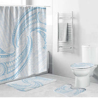 White Sunday Lotu Tamaiti Bathroom Set Polynesian Wave Pastel Sky Blue - Polynesian Pride